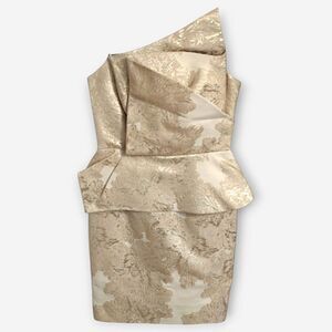 Maria Coca Coleccion Strapless Dress, Size 6 US, Gold/Cream Color, Made in Spain